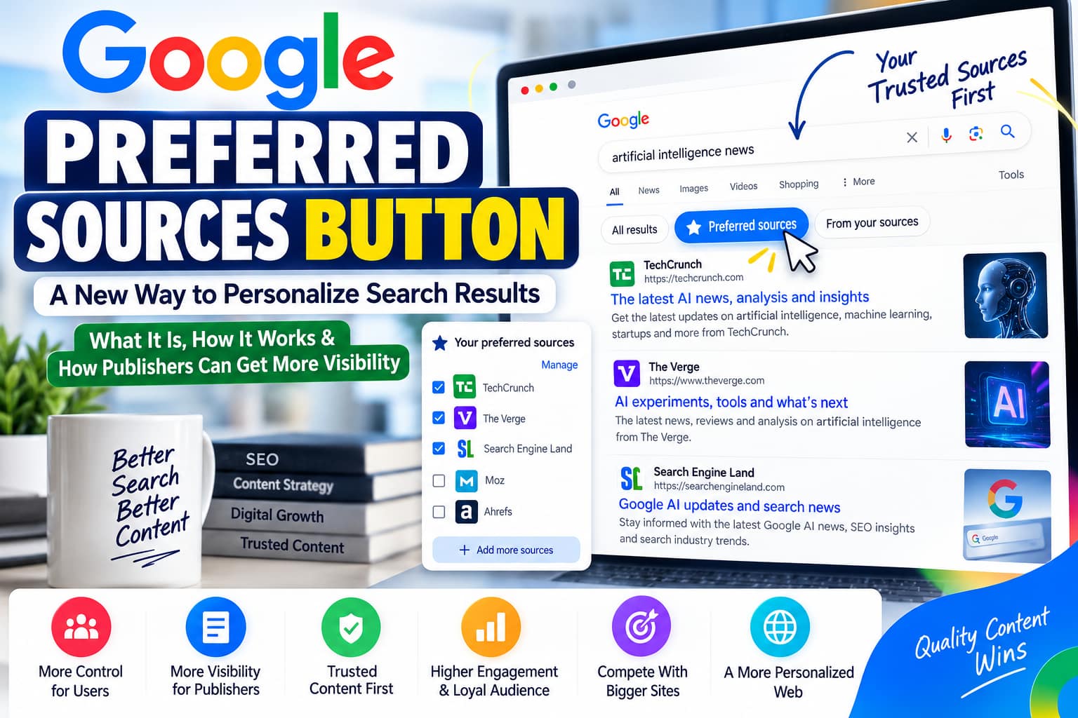 Google Preferred Sources Button 2026 for publishers and WordPress websites.